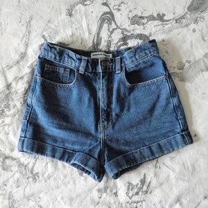 American Apparel High Waist Cuffed Denim Shorts